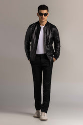 Black Fashion Jacket JKT-LETH-D46-01