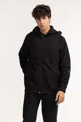 Black Fashion Hooded Zipper MN-HDZ-WS23-016