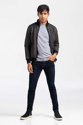 Black Grey Mock Neck Zipper Jacket JKT-MNZ-82-01