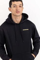Black Knit Regular Hoodie 224-112-048