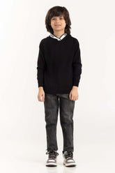 Junior Boy Black Knit Sweater 224-311-007