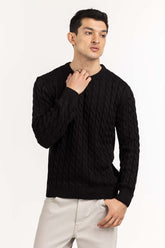 Black Knitted Regular Sweater 224-111-022