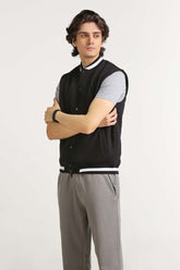 Black Knitted Vest MN-KNV-WS23-005