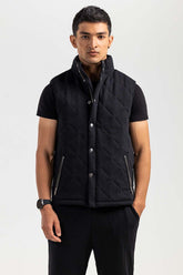 Black Mock Neck Vest Jacket JKT-MNV-D27-03