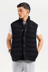 Black Mock Neck Vest Jacket JKT-MNV-D28-04