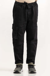 Junior Boy Black Non Denim Cargo Pant 224-320-303