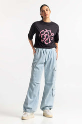 Black Printed Knit Top WM-KTP-SS24-031