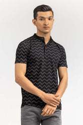 Black Printed Polo SJP-PRINT-D05