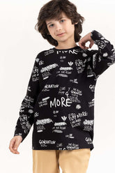 Junior Boy Black Round Neck T-Shirt 224 -313-017