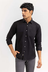 Black Solid Casual Shirt CS-PD22-008