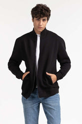 Black Textured Fashion Jacket MN-KNZ-WS23-004