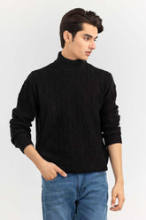 Black Textured Turtle Neck Sweater SWT-FFSTN22-189