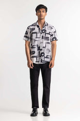 Black White Digital Printed Casual Shirt MN-CS-PD23-007