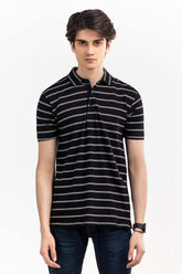 Black White YARN DYED POLO SJP-YD-D84