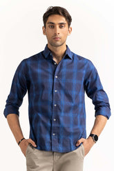 Blue Black Yarn Dyed Casual Shirt MN-CS-YD23-021