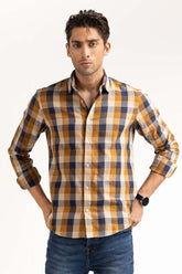 Blue Brown Yarn Dyed Casual Shirt MN-CS-YD23-023