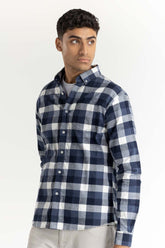Blue Checkered Button-Down Shirt 224-117-022