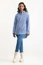 Blue Checkered Button Down Casual Shirt 224-217-031