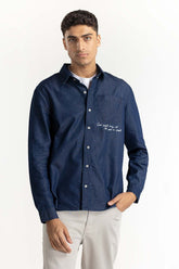 Blue Embroidered Overshirt 224-117-006