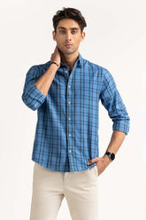 Blue Yarn Dyed Checkered Casual Shirt MN-CS-YD23-017