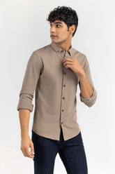 Brown Basic Knitted Casual Shirt FS-CS-KNIT-D22