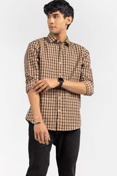 Brown Checkered Casual Shirt CS-YD22-006