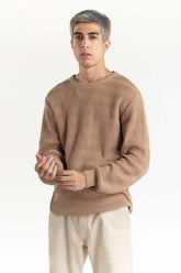 Brown Geometric Sweater 224-111-013