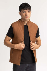 Brown Knitted Vest MN-KNV-WS23-003