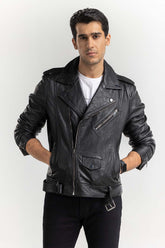 Brown Leather Biker Jacket JKT-LTH22-033