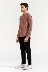 Brown Navy Striped Casual Shirt CM-YD-2966 CS