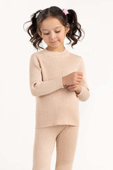 Toddler Girl Brown Ribbed Knit Legging 224-616-304