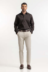 Brown Self Textured Formal Shirt MN-FS-PD24-076
