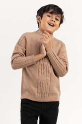 Toddler Boy Brown Sweater With Round Neck 224-511-031