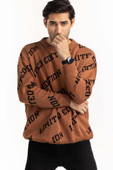 Brown Text Oversized Sweater SWT-FFSOS22-122