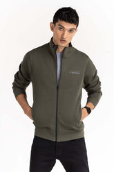 Camo Green Fashion Knitted Graphic Mock Neck Zipper Jackets JKT-KNTMNZ22-056