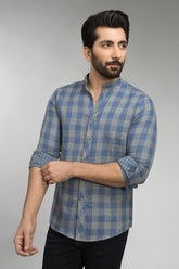 Grey & Blue Check Casual Shirt CM-YD-2516 CS