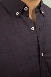 Dark Brown Checked Casual Shirt CM-YD-2631 CS