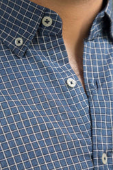 Blue White Checked Casual Shirt CM-YD-2635 CS