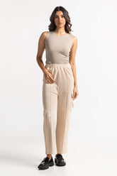 Cream Knit Bottom WM-TRKN-SS24-007