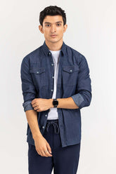 Dark Blue Yarn Dyed Casual Shirt M-DNM-S-010 CS