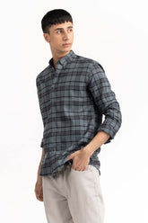 Dark Grey Checkered Casual Shirt 224-117-040