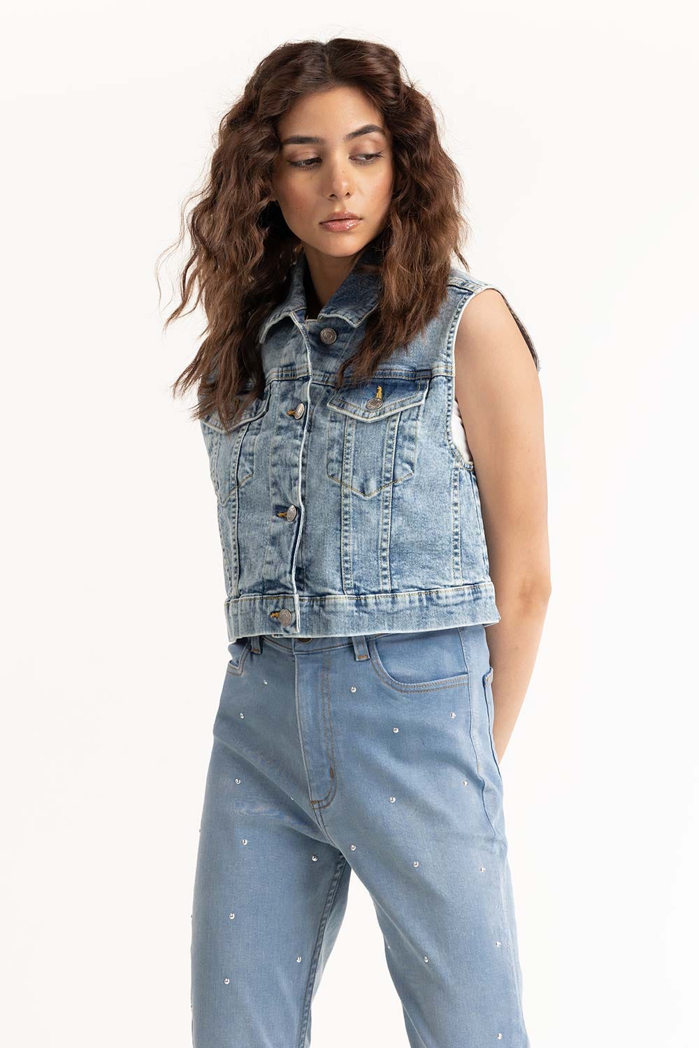 Denim Vest Jacket 224-210-009
