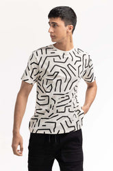 Lines Print T-Shirt 224-113-038