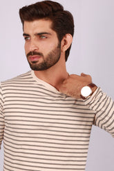 Black lining Yarn Dyed T-Shirt FS-YD-TEE-D01-1