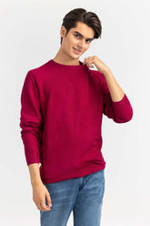 Fuchsia Textured Crew Neck Sweater SWT-FFSCN22-241