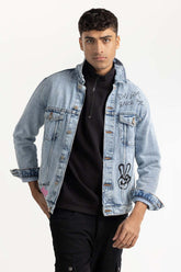 Graffiti Print Denim Jacket 224-110-034