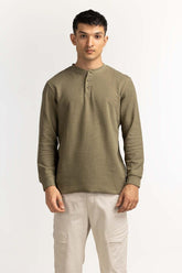 Green Basic Henley MN-HNL-FS-WS23-003