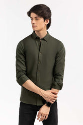 Green Basic Knitted Casual Shirt FS-CS-KNIT-D15