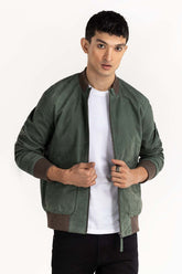 Green Suede Leather Bomber Jacket JKT-LTH22-041
