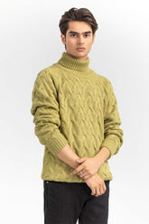 Green Textured Turtle Neck Sweater SWT-FFSTN22-260